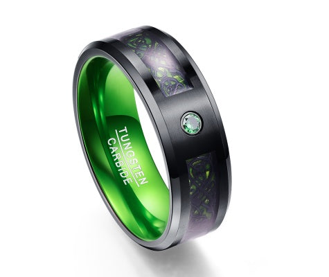 Emerald Glow Tungsten Carbide