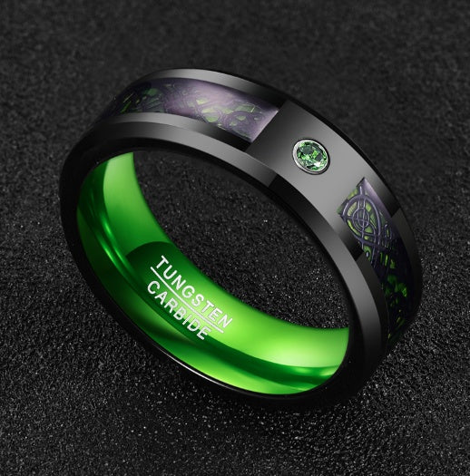 Emerald Glow Tungsten Carbide