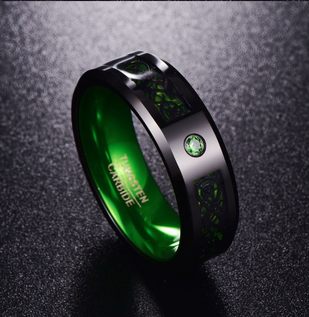 Emerald Glow Tungsten Carbide