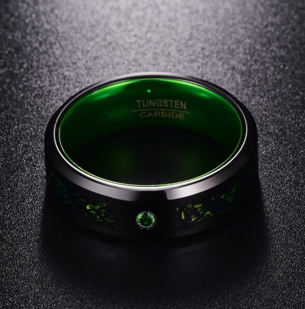 Emerald Glow Tungsten Carbide