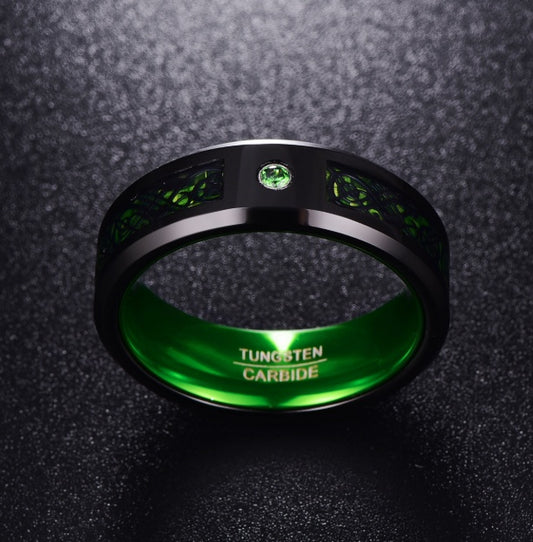 Emerald Glow Tungsten Carbide