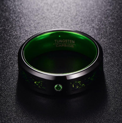 Emerald Glow Tungsten Carbide