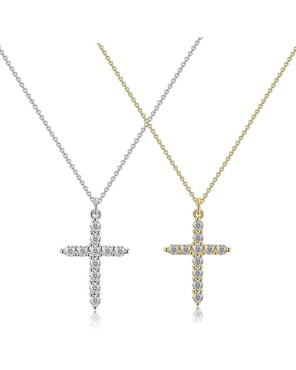 2 Set Gold/Silver Cross Pendent Necklace Set